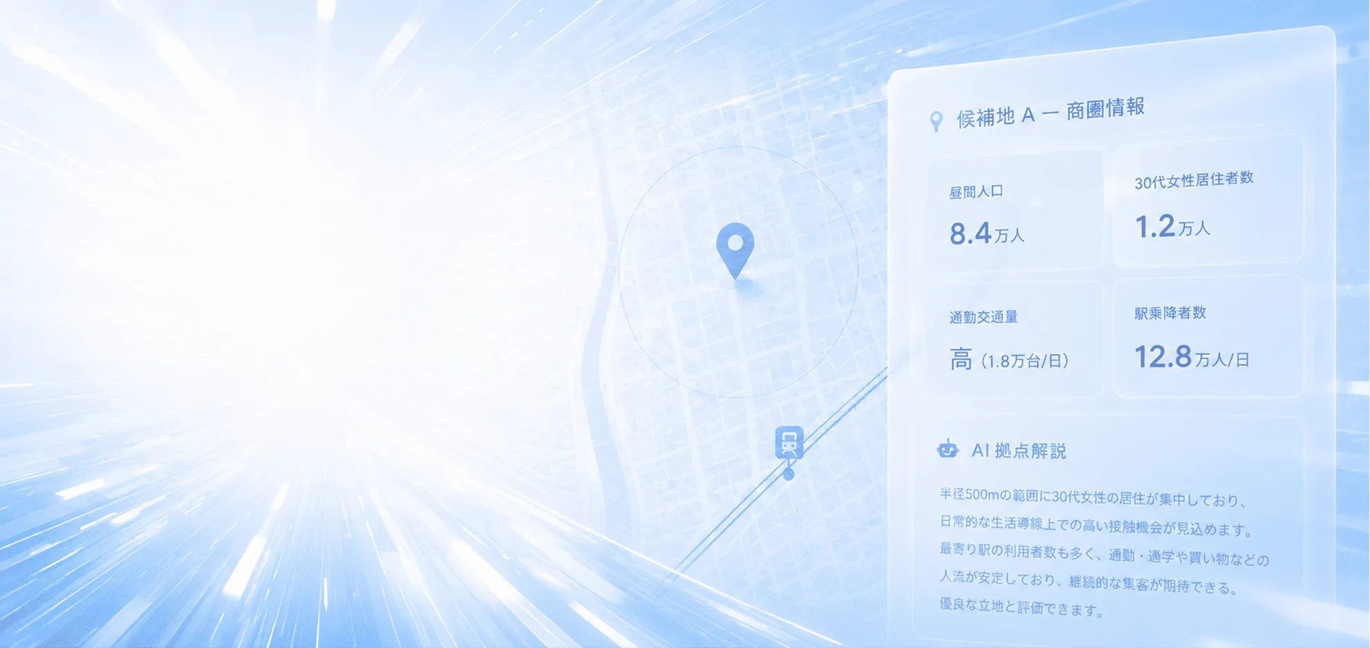 商圏情報をAIで分析する画面イメージ